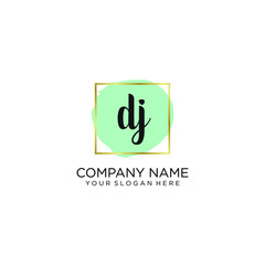 DJ initial Handwriting logo vector templates