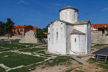 Fototapeta na wymiar Medieval church in the old Nin town, Croatia