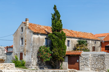 Fototapeta na wymiar Typical house in the historic centre of Nin town, Croatia