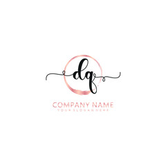 DQ initial Handwriting logo vector templates