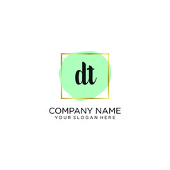 DT initial Handwriting logo vector templates