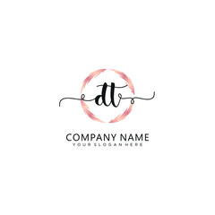 DT initial Handwriting logo vector templates