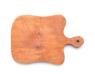 Wooden board on white background