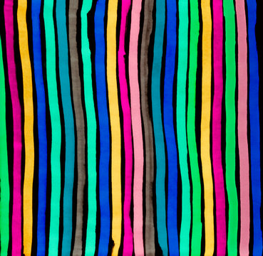 Hand-drawn abstract background illustration - multicolored stripes