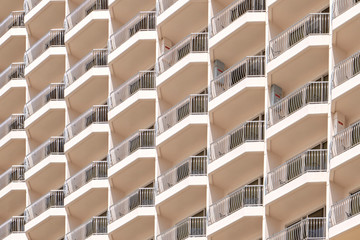 Closeup of a balcony pattern on an urban building