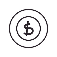 Dollar coin line syle icon vector design