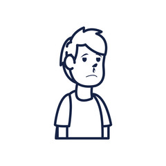 boy cartoon with runny nose line style icon vector design