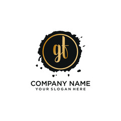 GF initial Handwriting logo vector templates