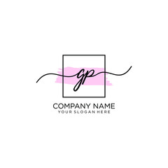 GP initial Handwriting logo vector templates