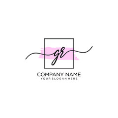 GR initial Handwriting logo vector templates