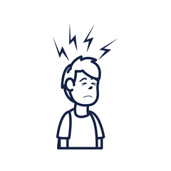 boy cartoon with headache line style icon vector design