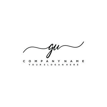 GU initial Handwriting logo vector templates