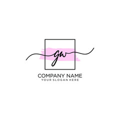 GW initial Handwriting logo vector templates