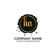 HA initial Handwriting logo vector templates