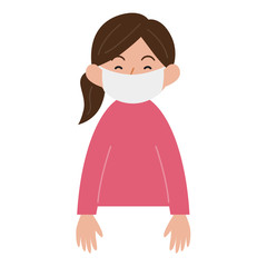 マスクを付けた女性／笑顔