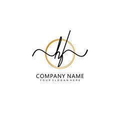 HF initial Handwriting logo vector templates
