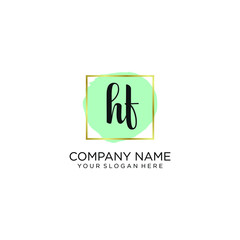 HF initial Handwriting logo vector templates