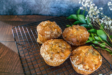 Four apple cinnamon muffins