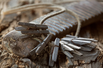 old wooden items for washing