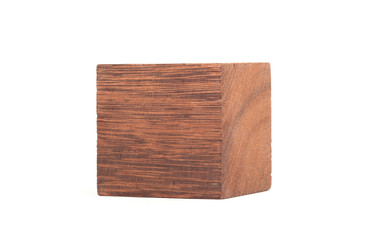 Vintage wood building block isolated on white