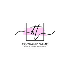 HT initial Handwriting logo vector templates