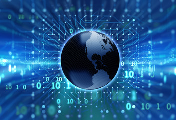 3d rendering of earth futuristic technology