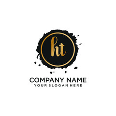 HT initial Handwriting logo vector templates