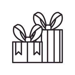 Gifts with bowties line style icon vector design