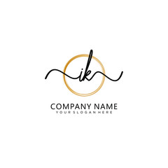 IK initial Handwriting logo vector templates