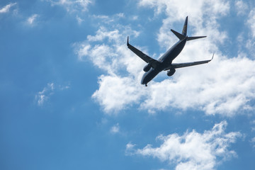 Pula, Croatia - May 19, 2019: big plane aircraft in overcast sky