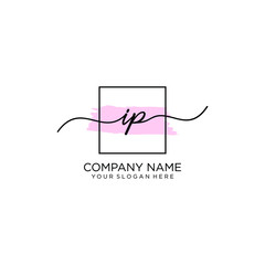 IP initial Handwriting logo vector templates