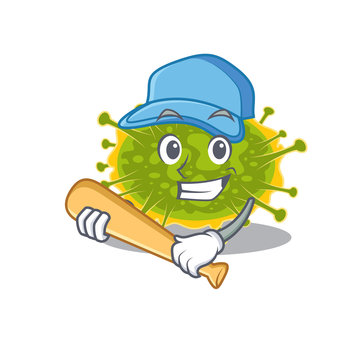 Picture of insthoviricetes cartoon character playing baseball