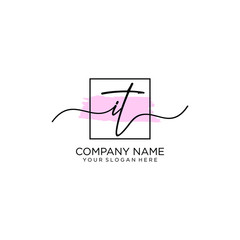 IT initial Handwriting logo vector templates