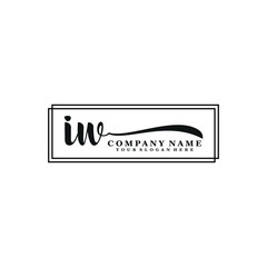 IW initial Handwriting logo vector templates
