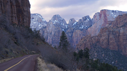Fototapeta premium Scenic route through Zion National Park in Utah - travel photography