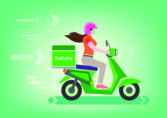 Fototapeta na wymiar Motorcycle service Food delivery, Flat editable vector illustration, clip art