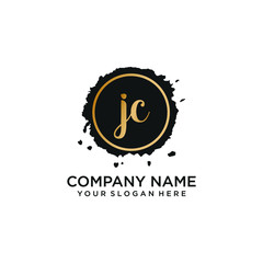 JC initial Handwriting logo vector templates