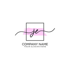 JE initial Handwriting logo vector templates