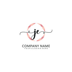 JE initial Handwriting logo vector templates