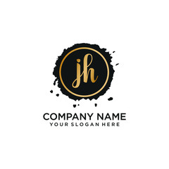 JH initial Handwriting logo vector templates