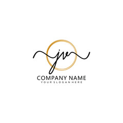 Obraz premium JV initial Handwriting logo vector templates