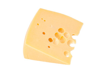 a piece of cheese isolated on a white background