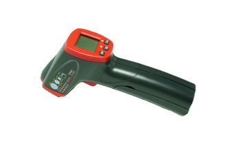 Medical electronic thermometer with high body temperature indicators,COVID-19,on a white background
