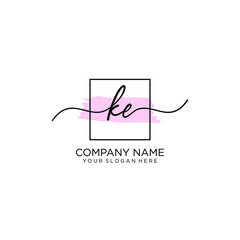 KE initial Handwriting logo vector templates
