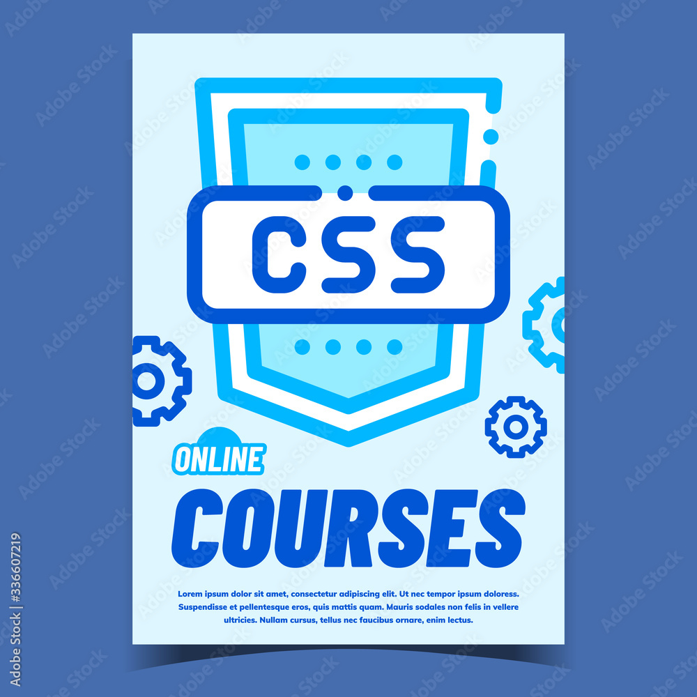 Aufkleber css online courses bright advertise banner vector. programming internet education courses for style 