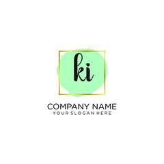 KI initial Handwriting logo vector templates