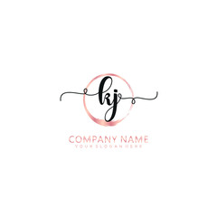 KJ initial Handwriting logo vector templates