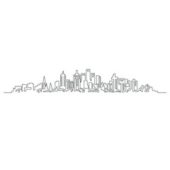 Fototapeta premium Continuous linear, city skyline. Minimalistic illustration