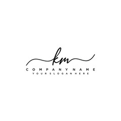 KM initial Handwriting logo vector templates