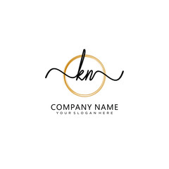 KN initial Handwriting logo vector templates